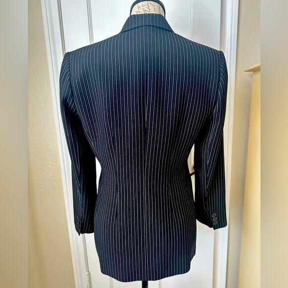 Vintage Classiques Entier Charcoal Pin Stripe Double Breasted Blazer, Size 4P - Picture 2 of 8